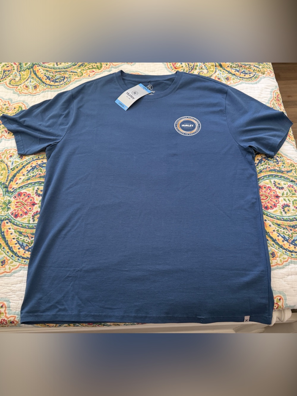 Hurley Men's Navy Blue Crew Neck Tee with Small Chest Emblem